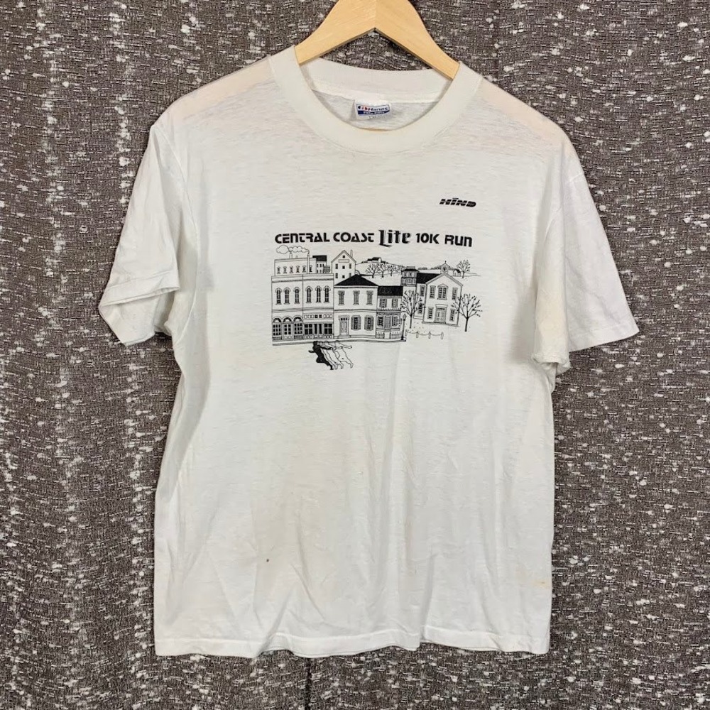 Vintage Hanes Central Coast Lite 10k Run White T-Shirt Single Stitch